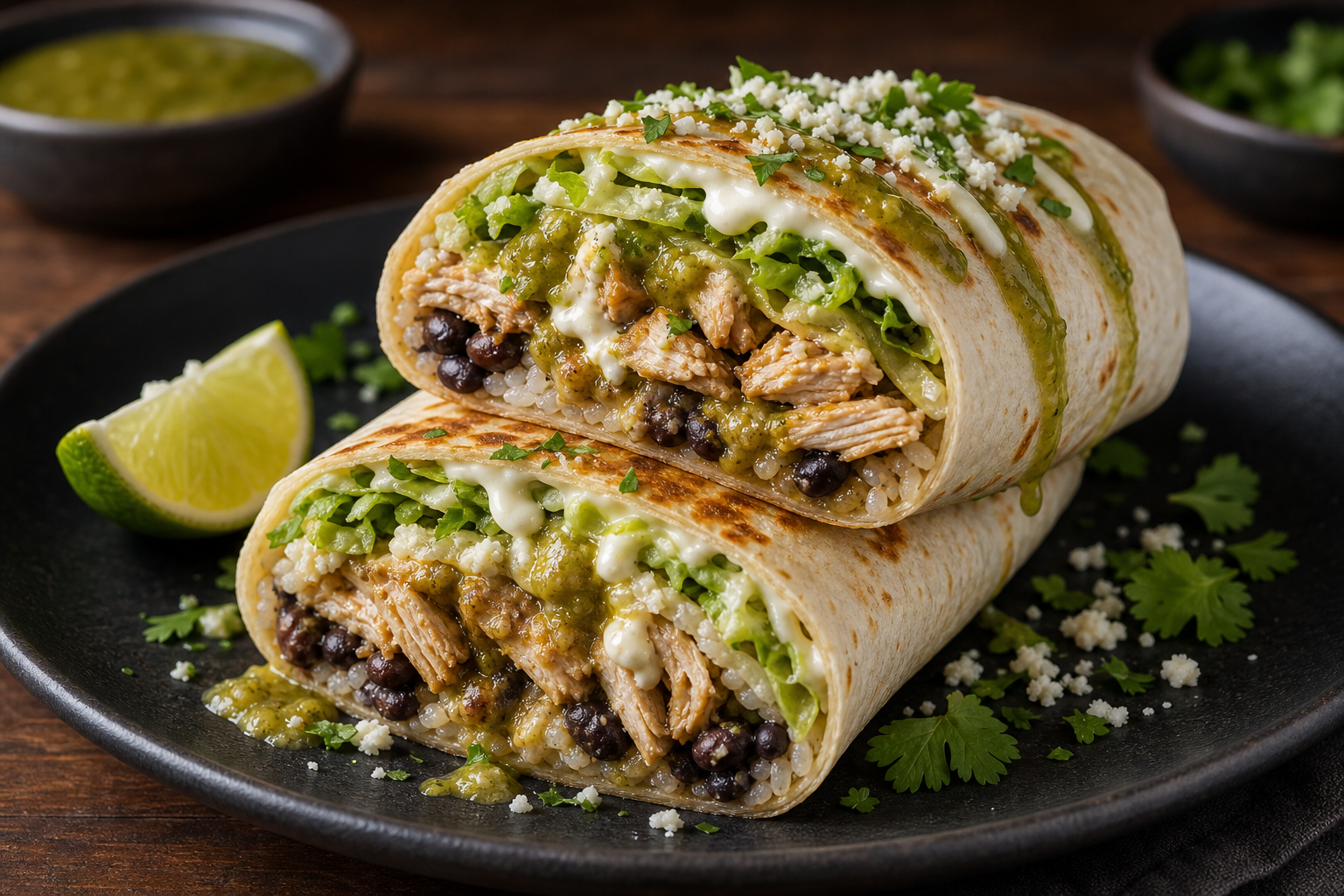 Burrito with salsa verde